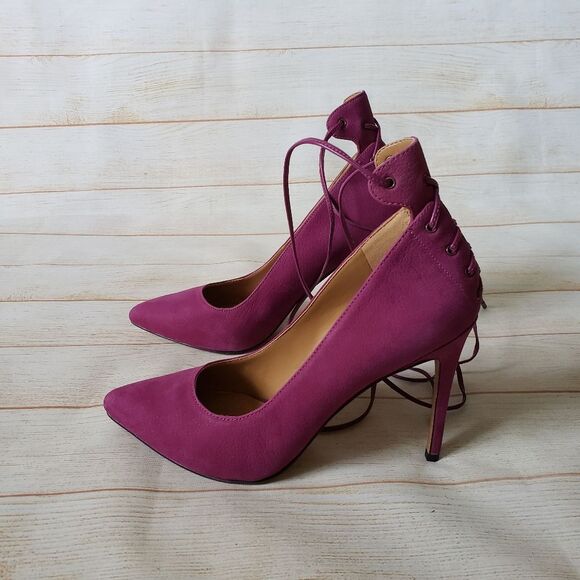 Nine West Ebba Leather Ankle Strap Pointy Toe Stiletto Heels Pumps Pink Size 8M - Picture 3 of 16